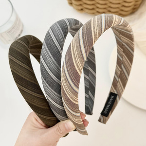 Hot Sale Luxury Plaid Fabric Retro Fall Winter <b>Headbands</b> Designer Sponge Padded Hair Accessories for Women and Girls - Product Image 1