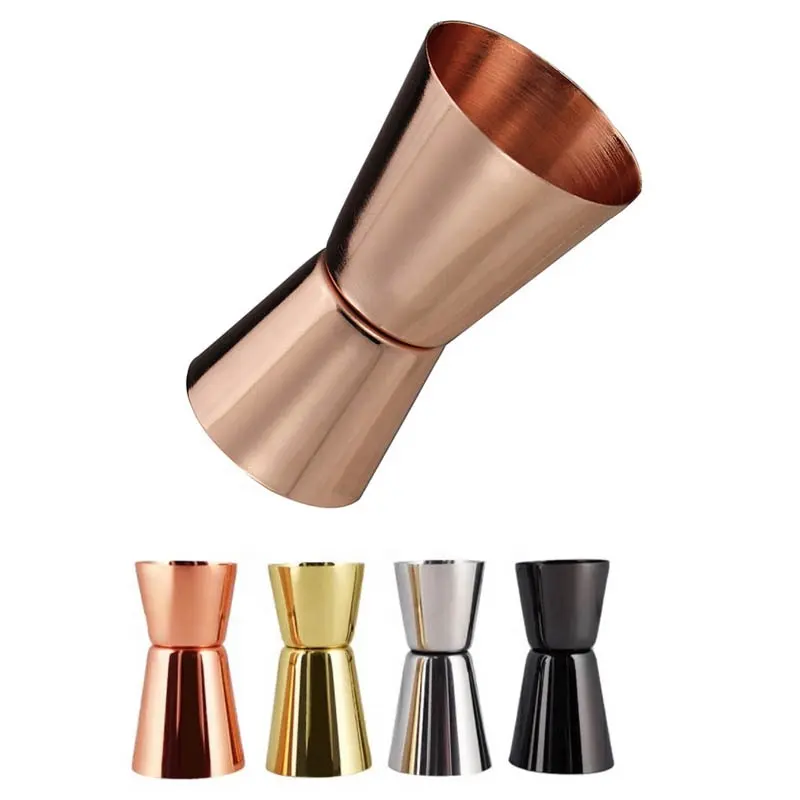 Peralatan Minum Bar Logam 20Ml dan 40Ml Alat Ukur Jigger Cocktail Ujung Ganda Stainless Steel Rose Gold Bar Jigger