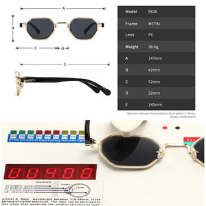Lunettes de soleil polygonales en métal rétro tendance 2026 avec logo personnalisé, protection UV400, petite monture octogonale pour hommes et femmes - Product Image 6