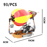 Blocs de construction en plastique à petites pièces MOC transfrontaliers, Modèle de dirigeable steampunk et montgolfière, Ornements de scène, Jouet DIY, Jouets pour garçons
