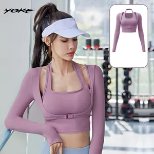 YOKE 2024 New Spring Fitness Wear Yoga Women's Long Sleeve Thumb Holes Running Shirt Athletic Gym Workout Top