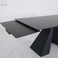 Ensemble Table de Salle à Manger Luxe Moderne Extensible Rétractable, Meuble de Cuisine, Table à Manger Rallonge Dessus Pierre Frittée Marbre