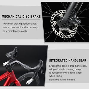 Bicicleta de Carretera de Carbono 700C T800, Bicicleta de Carreras de Alto Rendimiento con 18 Velocidades <span class=keywords><strong>SORA</strong></span> R3000 y Frenos de Disco para Ciclistas Principiantes - Product Image 5