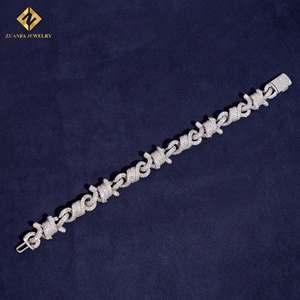 Bracelet en diamant de laboratoire Zuanfa, design filaire tendance, chaîne cubaine, collier et bracelet pour homme, diamant glacé, argent 925 - Product Image 6