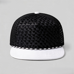 Elite Black <b>White</b> Laser Vent Snapback <b>Flat</b> Bill <b>Cap</b> Breathable Performance Sports Hat Adjustable Streetwear Unisex - Product Image 6