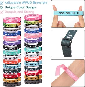 Pmormyy 30PCS WWJD Religious Charm Bracelet Pack <span class=keywords><strong>para</strong></span> <span class=keywords><strong>mujeres</strong></span> y hombres-Pulseras ajustables cristianas Regalo - Product Image 2