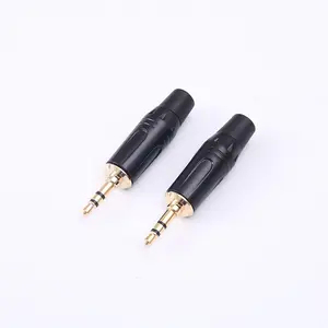 Painted gold plated black audio and video plug 3.5 welding plug three - core stereo plug