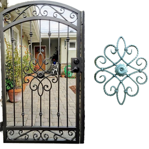 Puerta de Entrada de Hierro Forjado de Lujo con Elegantes Adornos, Tamaños Personalizados, Acabado con Recubrimiento en Polvo para Villas y Entradas de Propiedades - Product Image 1