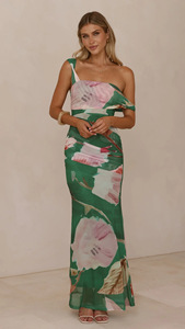 Abito Estivo da Donna Monospalla Floreale <span class=keywords><strong>Aderente</strong></span> Sexy in Rete Lunghezza Media - Product Image 5