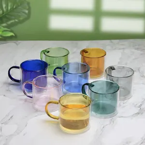 Hot Product coffee glass cup double wall insulated Various coloured glass cup
