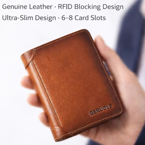 Portafoglio di Lusso in Pelle a Grana Piena con RFID, Porta Carte Personalizzato con Logo del Marchio, Portafoglio Sottile Multifunzione per Uomo - Product Image 1