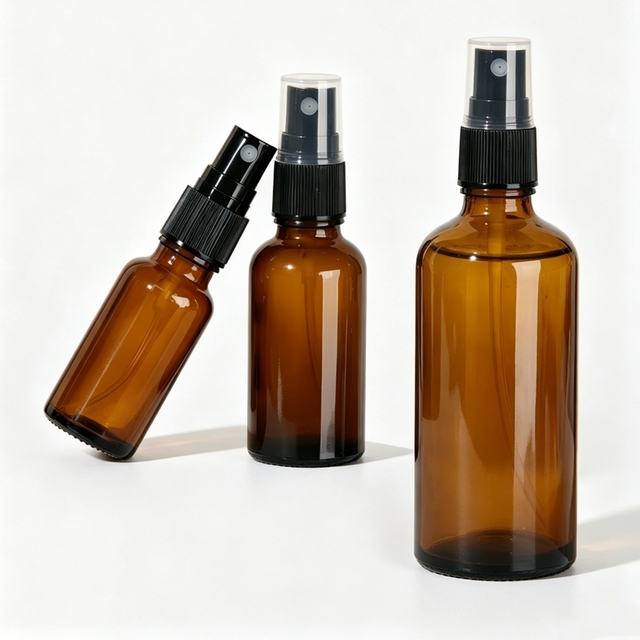 Empty Skincare Packaging Liquid Atomizer Fine Mist Sprayer Pump Bottle Amber Glass Hair Serum Cosmetic Essential Oil Bottles