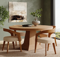 FERLY Meubles de salle à manger modernes et luxueux Ensemble de table à manger ronde Table à manger en bois avec chaises en tissu