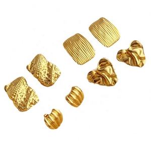 Pendientes Escultóricos de Corazón, Fruta y Flor de Moda para Mujer, Chapados en Oro de 14K, Acero Inoxidable, Diseño Geométrico Exagerado, Personalizados para Fiesta - Product Image 5