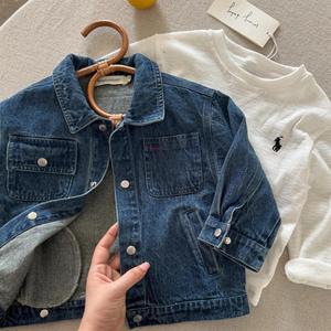 MIMIYANBABY Children's Denim Jacket Blue 857 Solid Color Spring Autumn Casual Boys Coat Thin Style No Hood - Product Image 4