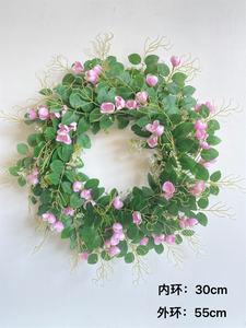 22 بوصة زهرة اصطناعية يدوية الصنع لفصل الربيع نافذة الباب الأمامي جدار مزرعة إكليل ديزي الأصفر - Product Image 2