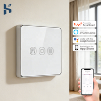 Interrupteur intelligent pour rideaux Tuya Zigbee, interrupteur mural tactile, panneau en verre, compatible avec Smart Life, Alexa, Google Home