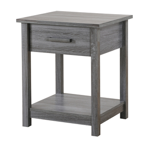 Chic Gray Contemporary Nightstand With <b>Drawer</b> And Shelf <b>For</b> Bedroom <b>Storage</b> - Product Image 2