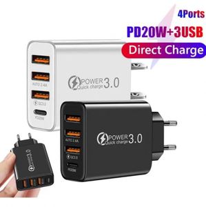 3USB+PD <b>Type</b>-<b>c</b> Travel Charger EU US Multi-Port <b>USB</b> <b>Adapter</b> Fast Charging <b>Adapter</b> for iPhone and for Samsung - Product Image 5