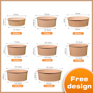 使い捨て紙ボウルカスタマイズ可能食品グレードクラフトホワイトサラダボウルふた付き再利用可能スナックキャンディー750ml - Product Image 5