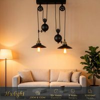 Lampes suspendues industrielles vintage américaines en fer avec poulie, décoration artistique pour cafés, bars, salles à manger et magasins de vêtements