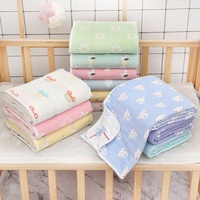 Serviette de bain en gaze pour nouveau-né, couverture six couches à bords jacquard, couette d'été pour bébé et maternelle, motif petits animaux de dessin animé, pour salle de bain