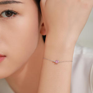 Conjunto de Pulsera y Anillo de Plata de Ley 925 con Circonita Rosa Dulce, Joyería Sencilla, Versátil y Elegante al Estilo Instagram para Mujer - Product Image 4