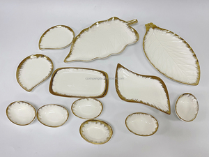 Qiaozhao — assiettes de table en <span class=keywords><strong>porcelaine</strong></span> personnalisées, bol de Stock en <span class=keywords><strong>porcelaine</strong></span>, assiettes de Restaurant en céramique, à bord doré - Product Image 2