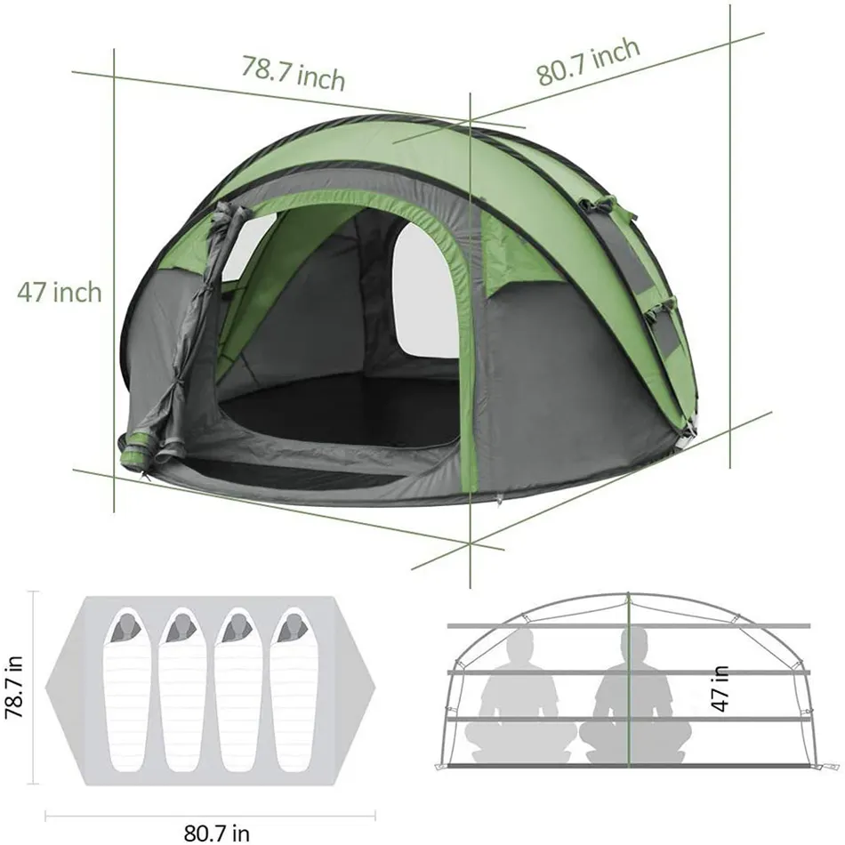 カスタム防水自動ポップアップ作業ビーチキャノピーセルフアセンブリ折りたたみ式自動大家族2人用キャンプ用品テント