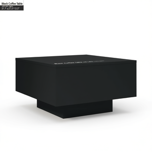 โต๊ะกาแฟสีดำ 21.7x21.7x12.2 นิ้ว พร้อมไฟ LED เฟอร์นิเจอร์ห้องนั่งเล่นสไตล์มินิมอลทันสมัย - Product Image 1