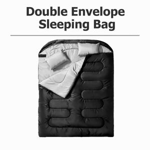 Double Envelope <b>Bag</b>,190T Pongee Lining, Hollow Cotton Filled, Foldable Couple <b>Sleeping</b> <b>Bag</b> for Outdoor Camping Travel - Product Image 1