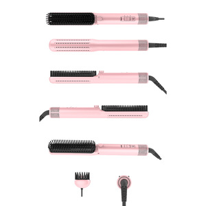 Hair Straightener Comb Tourmaline Ceramic Negative Ion Styling Tool For Dry Hair Cherry Pink - Product Image 1