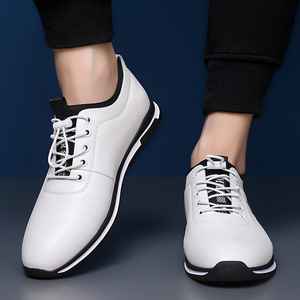 Aoweigezi Chaussures en cuir décontractées pour hommes, bout rond, à lacets, semelle souple, pour le bureau - Product Image 4