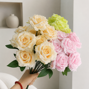 Bouquet de roses artificielles réalistes faites à la main LUYI-Fashion, plusieurs couleurs, pour la décoration de la maison, des fêtes et des mariages, prix de gros - Product Image 1