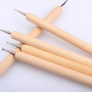 5pcs Wooden Handle Dotting Pen Set Flower Needle <b>Drill</b> Pen Indentation Pressure Line Ceramic Nail Art Tools Manicure Kit - Product Image 3
