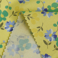 Kain Tenun Katun 100% Latar Belakang Kuning Motif Bunga Kecil untuk Pembuatan Pakaian
