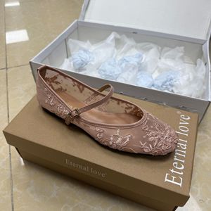 Scarpe da <span class=keywords><strong>Donna</strong></span> <span class=keywords><strong>Ballerine</strong></span> Primaverili in Pizzo Traspirante Tinta Unita, Moda Versatile con Tomaia in Rete - Product Image 4