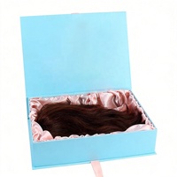 Boîtes rigides recyclables de luxe pour extensions de cheveux, personnalisées, avec lamination mate et gaufrage, pour perruques de cheveux humains de marque privée