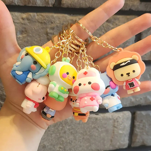 Wholesale Custom Cartoon Animal Keychain Car Keyring Bag Pendant Soft PVC Rubber Keychain 3D Cartoon Anime Character Keychain