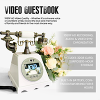 Livre d'Or Audio pour Mariages et Fêtes, Enregistrement de Messages Rétro Type Cabine Téléphonique, Livre d'Or Téléphonique avec Caméra pour Messages Vidéo et Audio