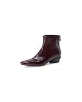 Bottines pour femmes à bout pointu, talon épais, fermeture éclair, en cuir de vache, doublure en peau de mouton, antidérapantes, automne/hiver