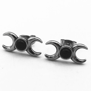 Pendientes yunnique con forma de luna, ópalo azul cielo, diseño geométrico, joyería de moda - Product Image 5