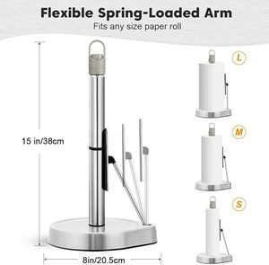 Portarrollos de Papel Obscura con Dispensador de Spray, Acero Inoxidable y Mármol, Dorado/Blanco/Arcoíris Oscuro - Product Image 3