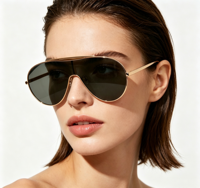 Lunettes de soleil métalliques à monture intégrale, forme carrée, style crapaud, verres PC orange dégradés, nouvelle mode, protection UV personnalisée unisexe