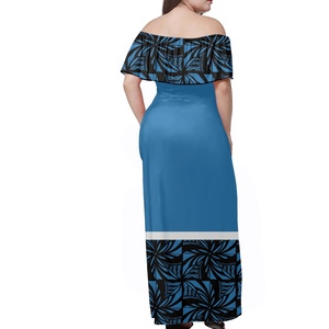 Vestidos de talla grande para mujer, diseño de <span class=keywords><strong>arte</strong></span> Tribal polinesiano, Samoan y Fiyi, Floral, con volantes y hombros descubiertos, vestido de fiesta informal - Product Image 4