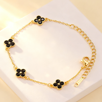 Ensemble tendance pour femme en acier inoxydable de haute qualité, plaqué or 18 carats, double face, trèfle à quatre feuilles, imitation perle coquillage