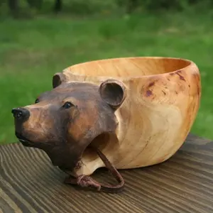 Creative Animal Water Cup Animal Wooden Bowl Outdoor Portable Camping Water Cup Decoration Wooden Cup Decoration