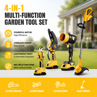 Ensemble d'outils électriques essentiels 4 pièces avec étui souple pour l'entretien du jardin, tondeuse à gazon, tronçonneuse, souffleur de feuilles à batterie