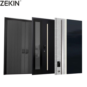 Puerta de entrada interior de aleación de aluminio certificada AS2047, estilo posmoderno de alta seguridad contra impactos de huracanes, para villa. - Product Image 1