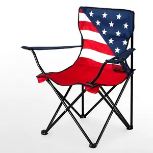 Özel ulusal bayrak desen açık kamp taşınabilir katlanır paslanmaz çelik balıkçılık yatak sandalyeler